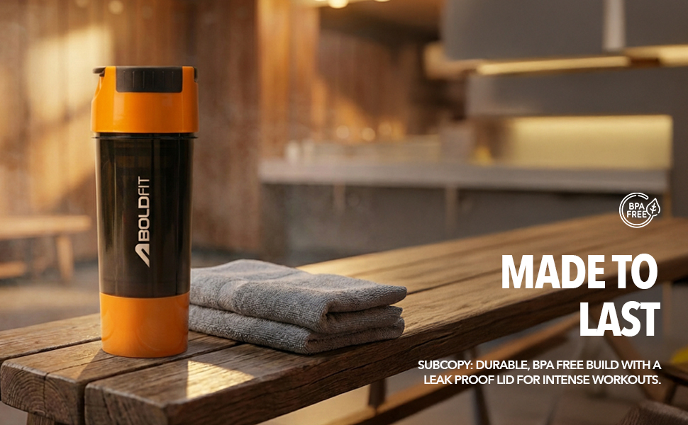 Boldfit Gym Shaker Pro Cyclone Shaker Bottle 500ml with Extra Compartment, Leakproof, Sturdy Ideal for Protein Supplement, Preworkout and BCAAs, BPA Free Sipper Bottle Shaker bottle for Gym