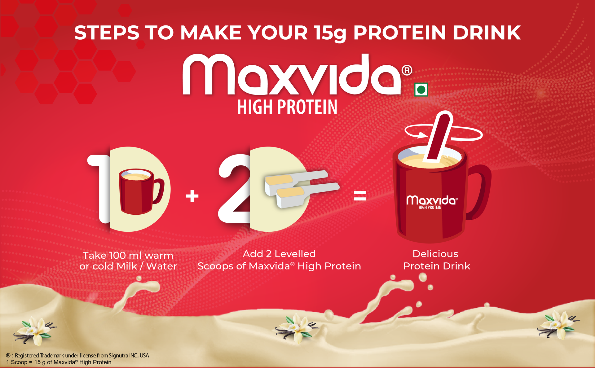 Maxvida High Protein to help build Muscle mass and strength in Adults & Elderly (400g, Vanilla Flavored)