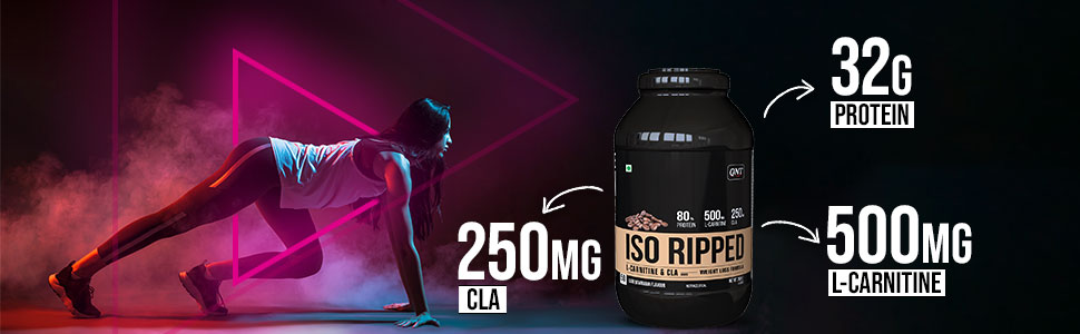 QNT ISO Ripped Whey Protein Isolate Powder | With L-Carnitine & CLA | 32g Pure Whey Isolate per Serving | Supports Lean Muscle Growth & Weight Loss | Cafe Bevarabia Flavor, 2 Kg