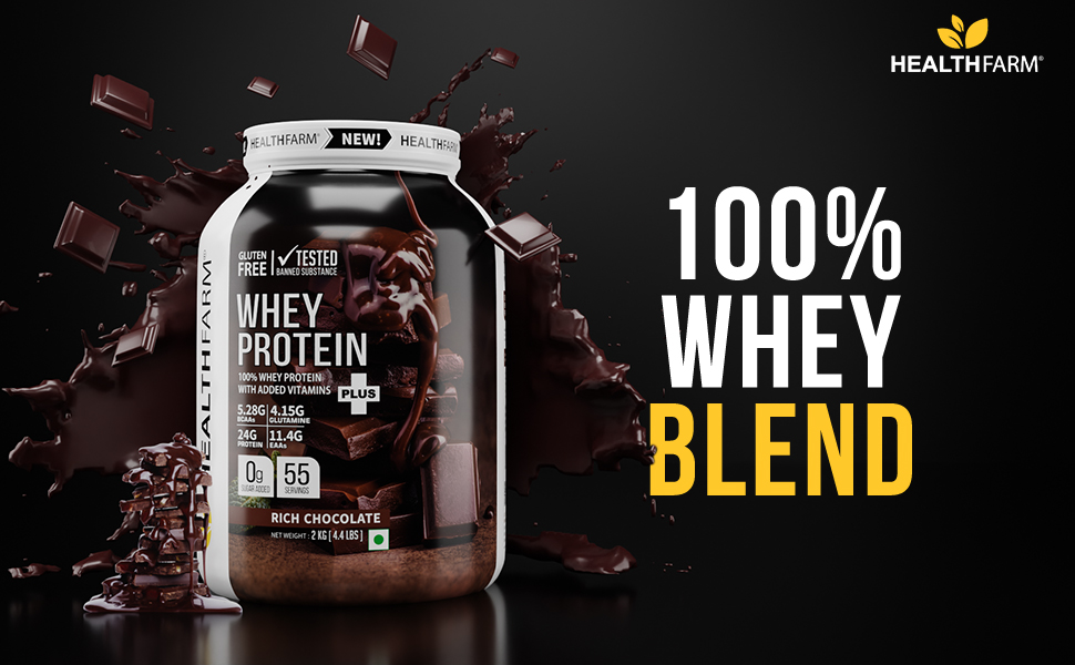 HEALTHFARM Whey Protein Plus – Gluten Free Lean Muscle Builder | 24g Protein with Added Vitamins | Irish Coffee Flavour | Post Workout Recovery | 2KG