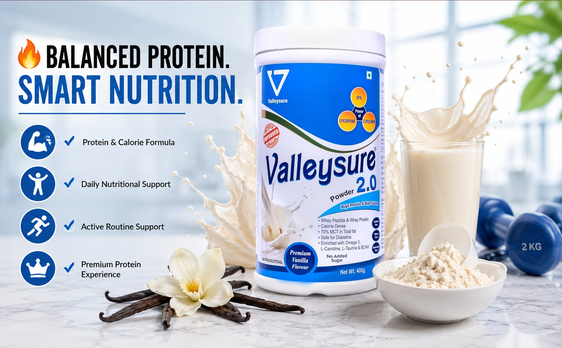 Protein Powder | Protein & Calorie Vanilla Flavor No Added Sugar | - (400GM)