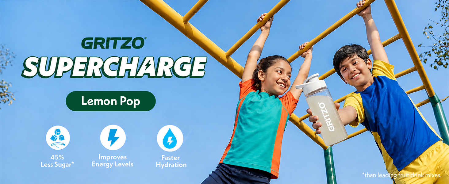 Gritzo Supercharge Hydration Drink Mix (7+y) Lemon Pop, 15 Sachets
