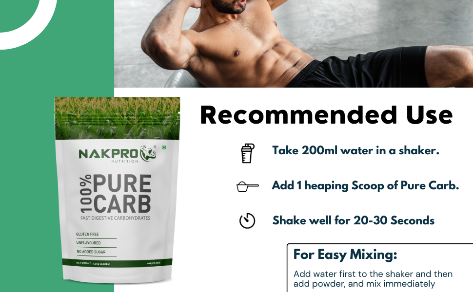 NAKPRO 100% PURE CARB | High Calorie Carbohydrate For Weight Gain & Mass Gain | Easy Mixing, Fast Digesting Supplement Powder For Men & Women | 750 Grams Unflavoured (7.5 Servings)