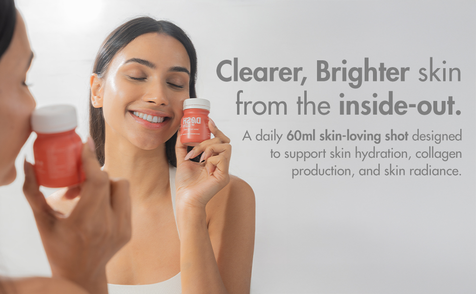 DASH OF GLOW Skin Glow Shots | Supports Pigmentation Control, Acne-Prone Skin & Hydration | Glutathione, Hyaluronic Acid & Vitamin C | Pack Of 30 (30 X60 ML) Wellness Shots