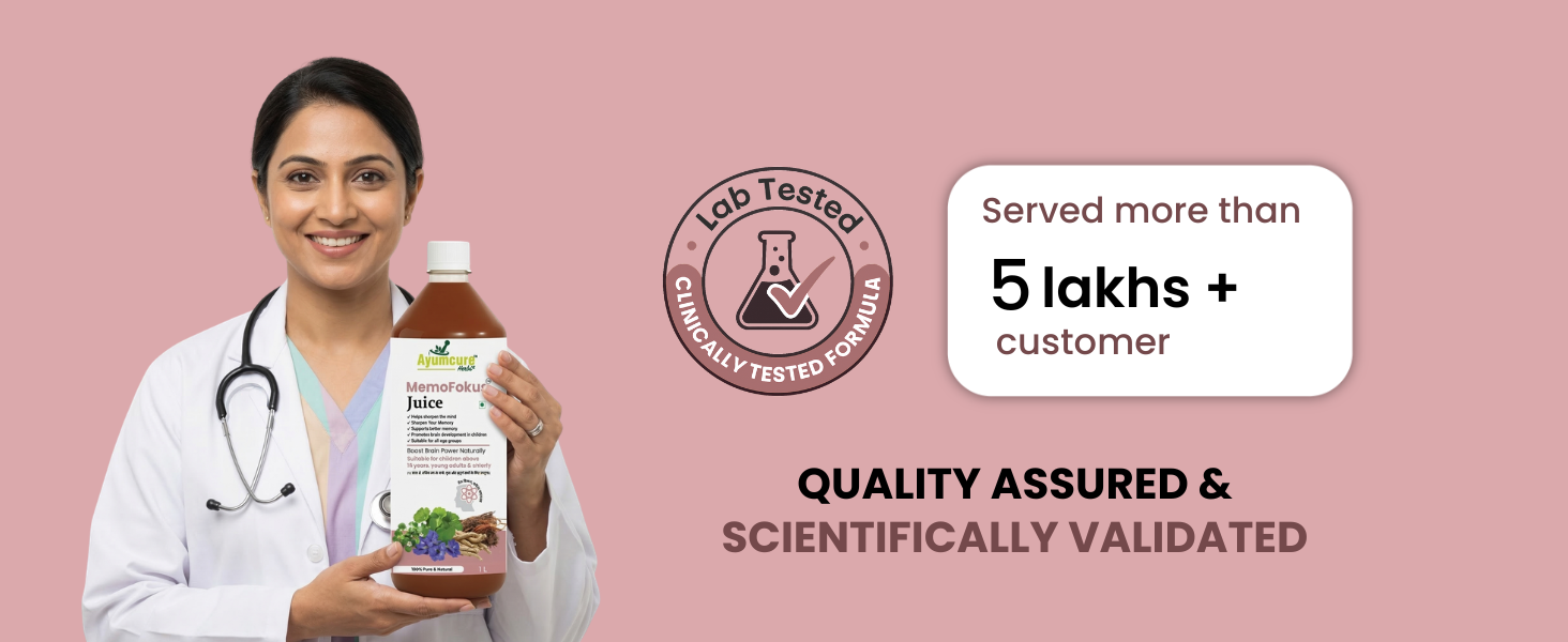 Ayumcure MemoFokus Juice 1L | Ayurvedic Brain Wellness & Memory Support Drink with 11+ Herbs | Supports Focus, Alertness & Cognitive Wellness | 100% Natural