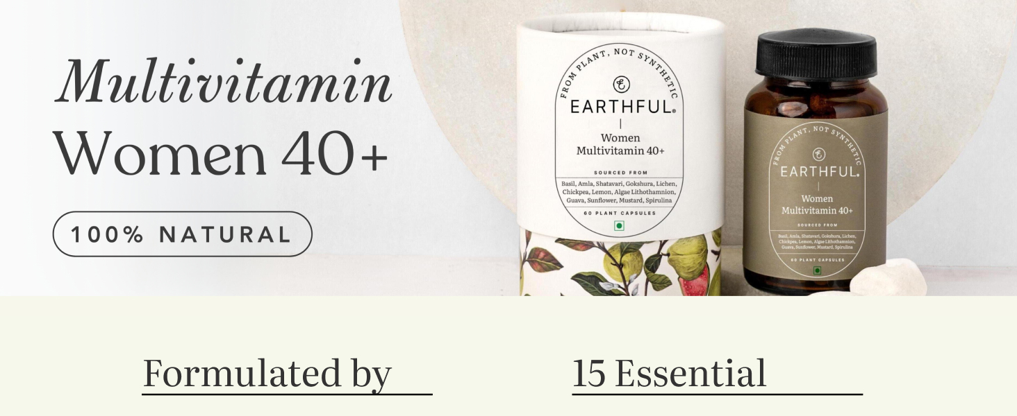 Earthful Menopause Care Combo | Multivitamin Women 40+ & Calcium+D3+K2 | Bone Health, Hormonal Balance | 100% Natural with 12 Vital Vitamins, Herbs | 60 Capsules
