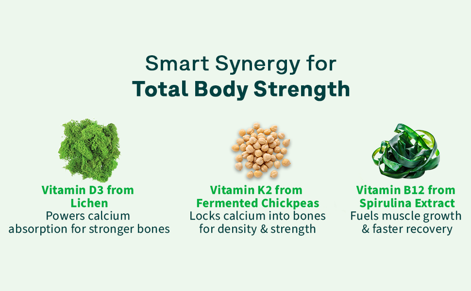 OZiva Vitamin D3, K2 & B12 | With Vitamin D3 For Stronger Bones, K2 (MK7) for Bone Density & B12 for Muscle Growth & Recovery - 90 Tablets