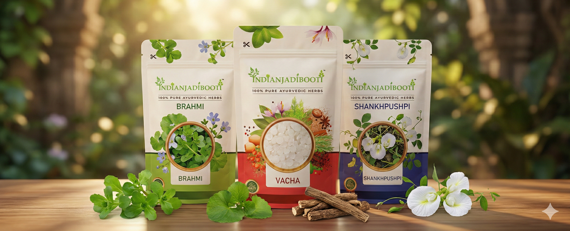 IndianJadiBooti Vacha, Brahmi & Shankhpushpi Powder Combo (100g Each) | The 'Brain Trio' for Focus, Memory & Clarity | Natural Medhya Rasayana Churna for Students