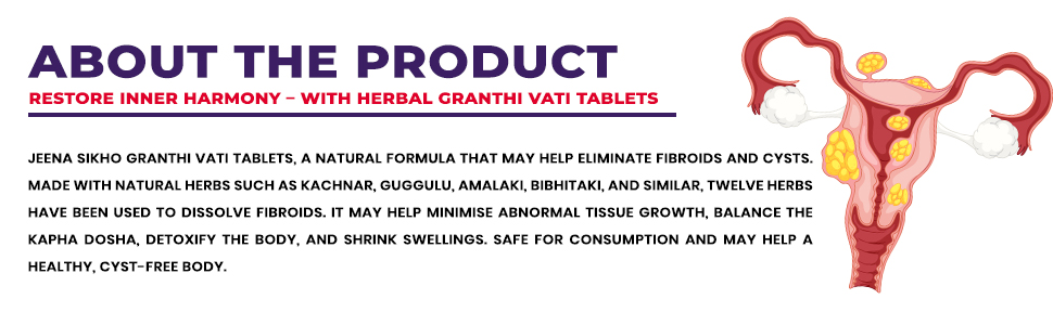 Jeena Sikho Granthi Vati | Ayurvedic Medicine for Fibroids, Cysts, Lumps and Swellings | Ayurvedic Tablets For Glands, 60 Tablets