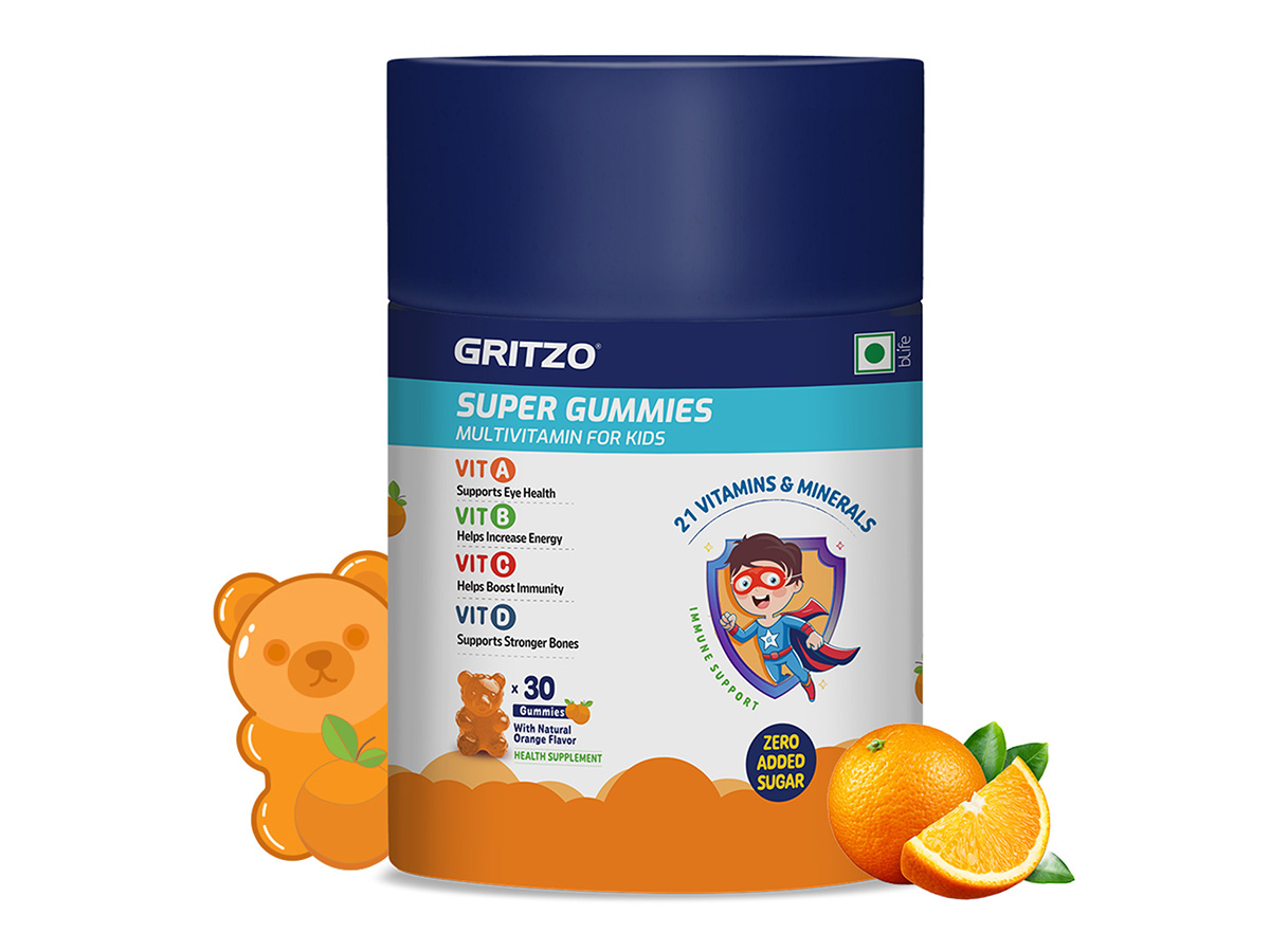 Gritzo Super Gummies Multivitamin for Kids, Orange, 30 Gummies