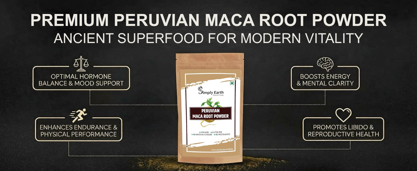 Simply Earth Peruvian Maca Root Powder | Boosts Energy and Immunity | Relieves Stress | Great for Men and Woman - In Different Packs (100GM)