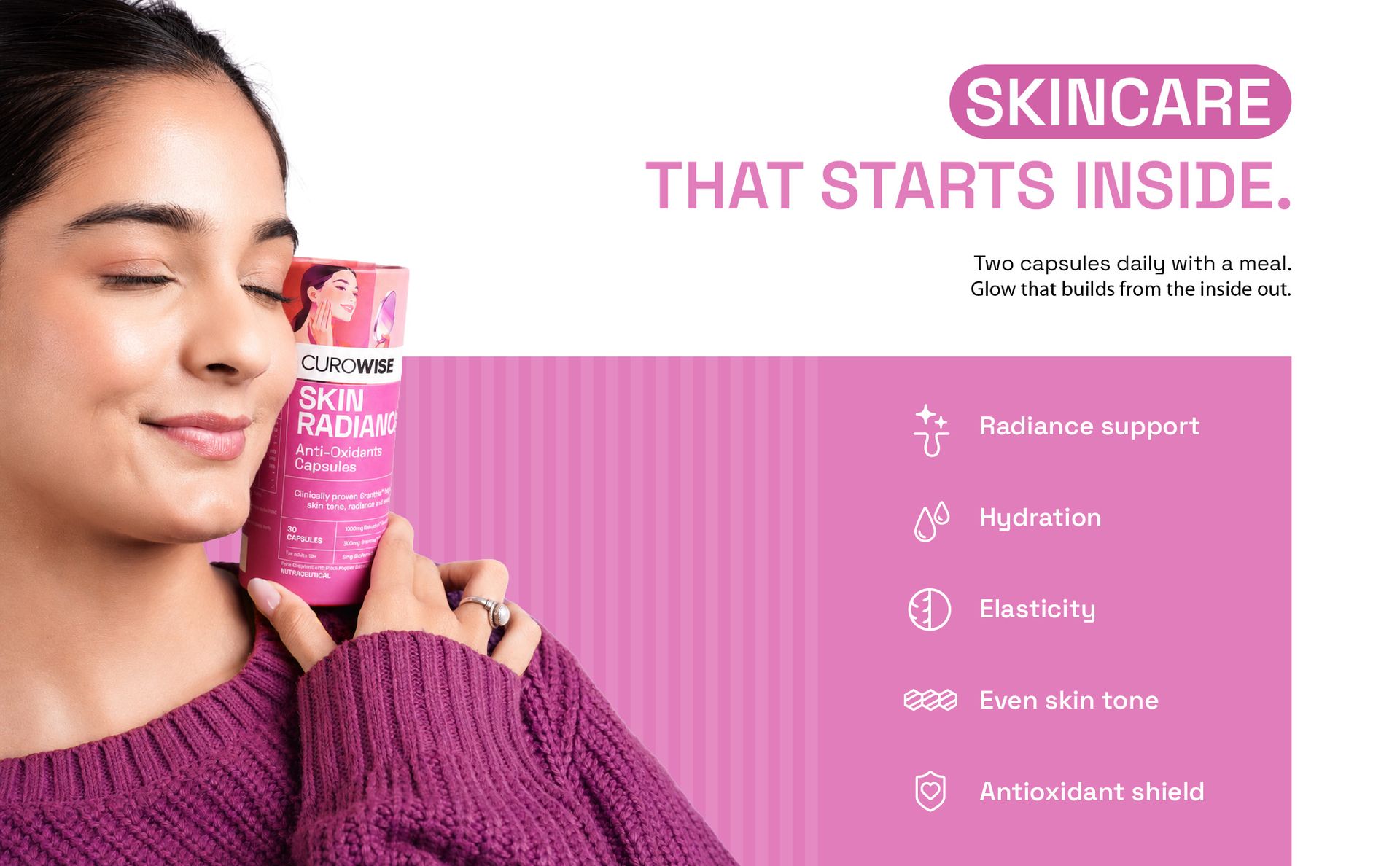 Skin Radiance Capsules | Antioxidant Supplement for Skin Glow, Healthy Skin & Collagen Support | Daily Beauty & Skin Health Supplement for Men & Women | 30 Capsules