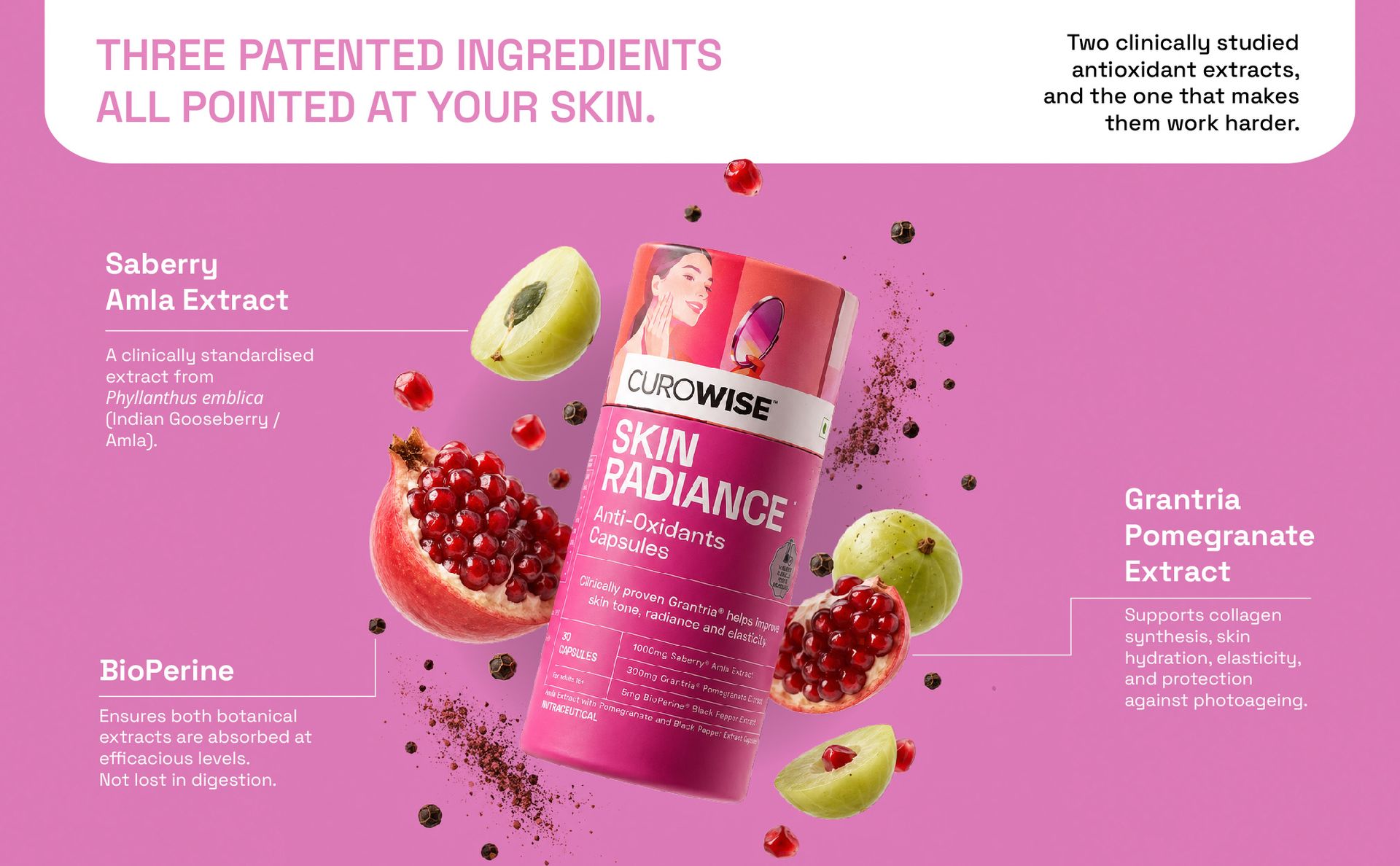 Skin Radiance Capsules | Antioxidant Supplement for Skin Glow, Healthy Skin & Collagen Support | Daily Beauty & Skin Health Supplement for Men & Women | 30 Capsules
