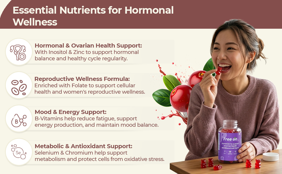 Free On Ovarian Health Gummies | Menstrual Cycle Support, 30 Gummies