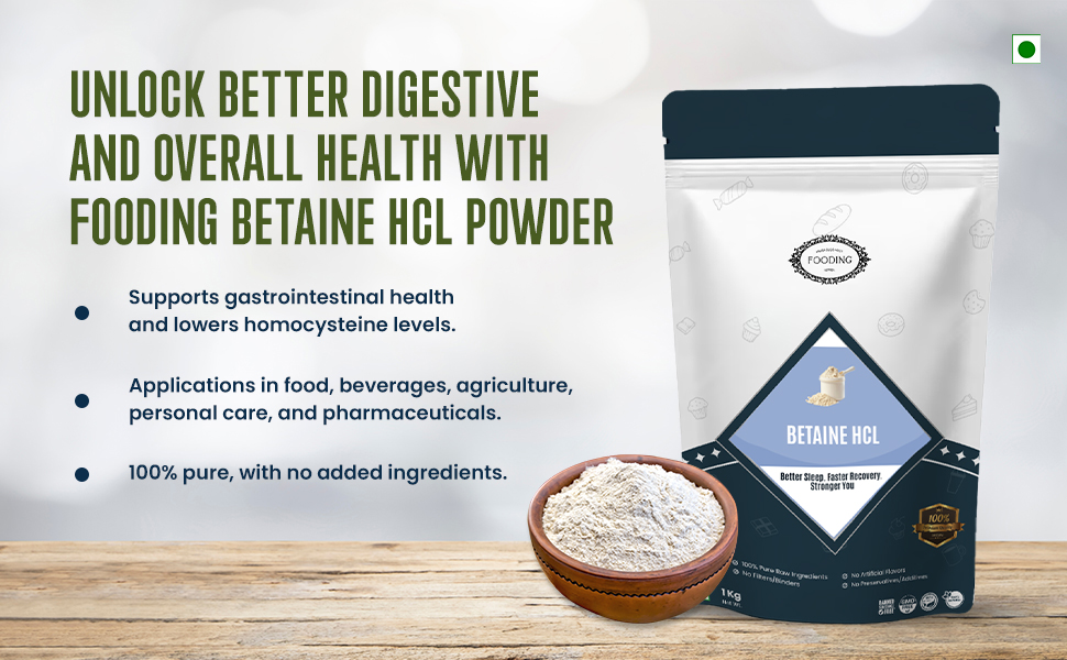Betaine HCL Powder - 250 Grams | Digestive Support Formula for Better Nutrient Absorption & Stomach Acid Balance | Food Grade High Purity Supplement