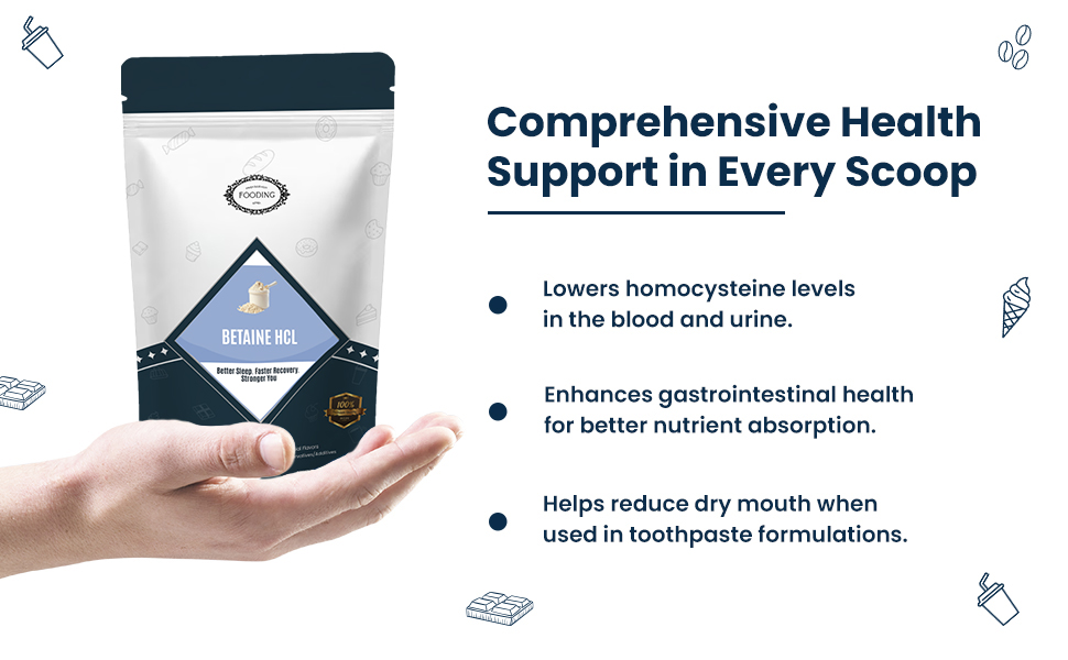 Betaine HCL Powder - 250 Grams | Digestive Support Formula for Better Nutrient Absorption & Stomach Acid Balance | Food Grade High Purity Supplement