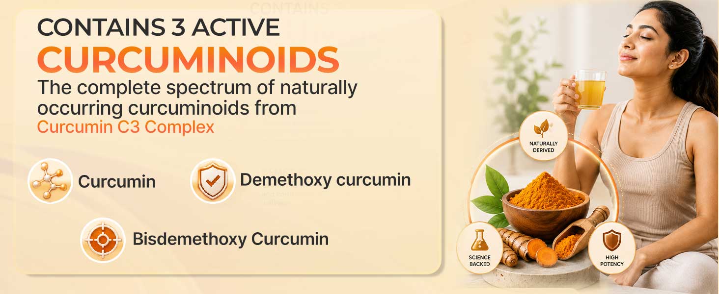 INLIFE Curcumin C3 Complex 500mg, Piperine, 95% Curcuminoids, 60 Capsules