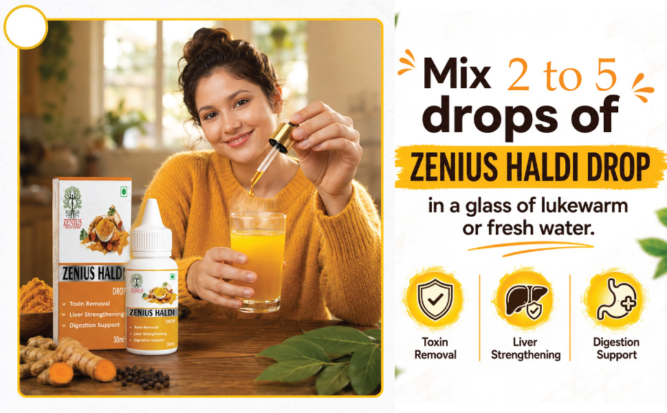 Zenius Curcumin(Haldi) Drop for Toxin Removal and Liver Strengthening | Turmeric Extract Drops Ayurvedic Drops to Boost Immunity naturallyand Strength, 30ml