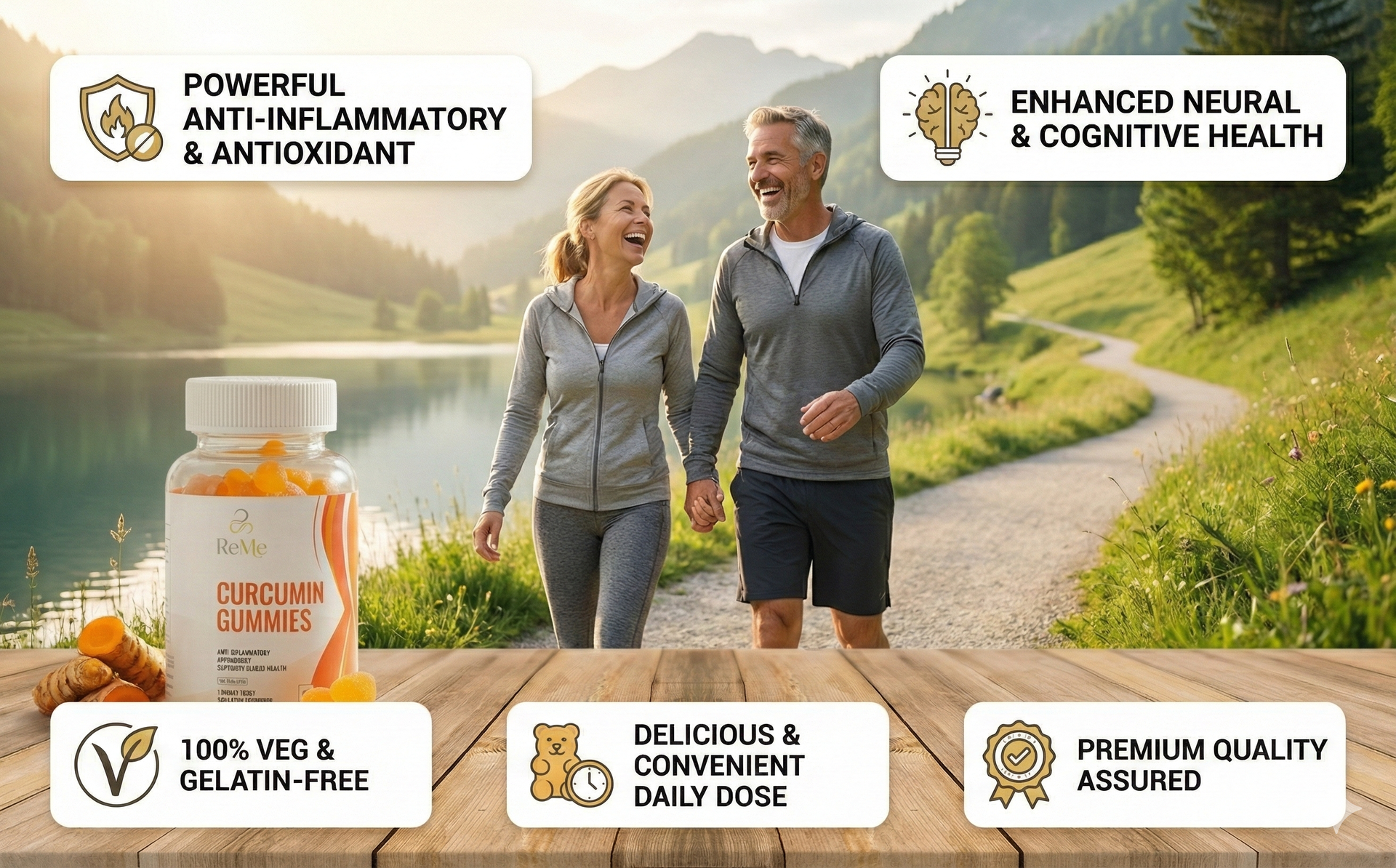 ReMe Curcumin Gummies - Supports Neural Health - Antioxidant & Anti-Inflammatory - Suitable for Children above 5 Years - Vegan - Pectin-Based