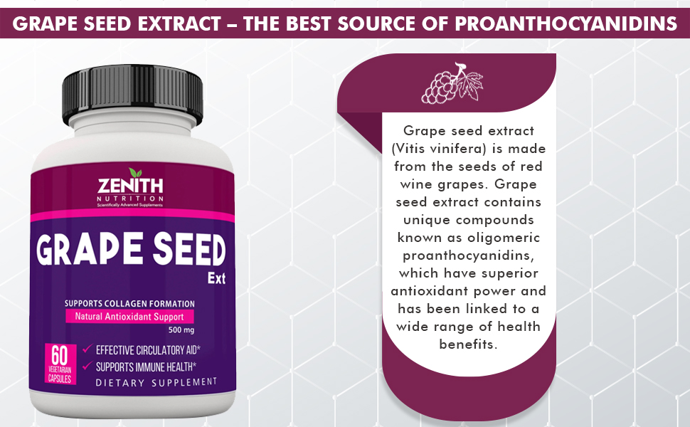 Zenith Nutrition Grape Seed Extract 500mg - 60 capsules