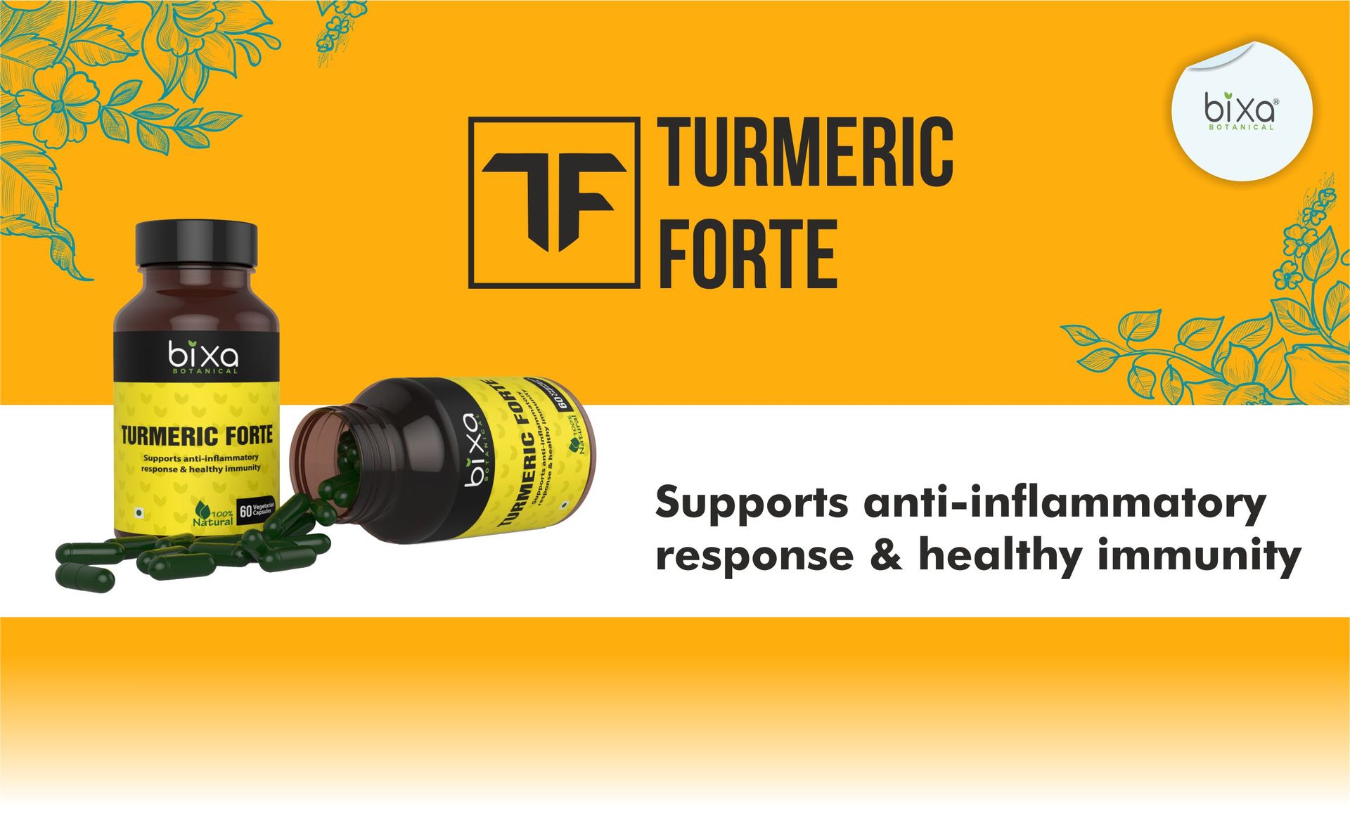 Bixa Botanical Turmeric Forte 450mg | Immunity | 60 Veg Caps