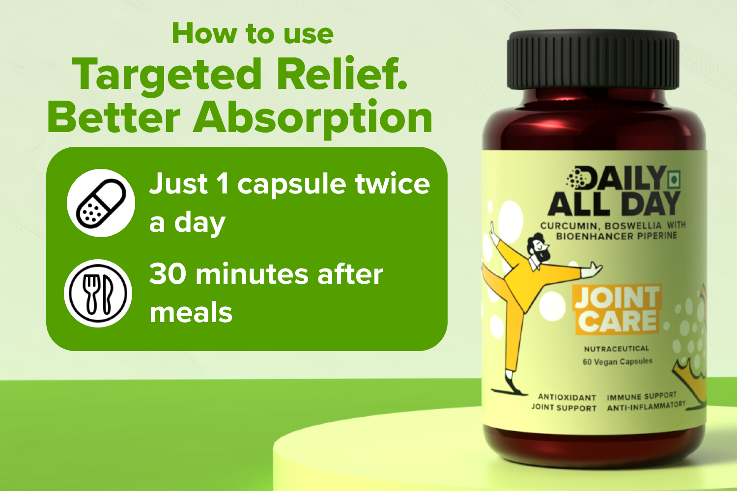 Joint Care 300mg Active Curcuminoids (95% Standardised) with Boswellia Serrata 65% Boswellic Acids & Piperine Turmeric Supplement for Joint Comfort & Mobility 60 Vegan Capsules