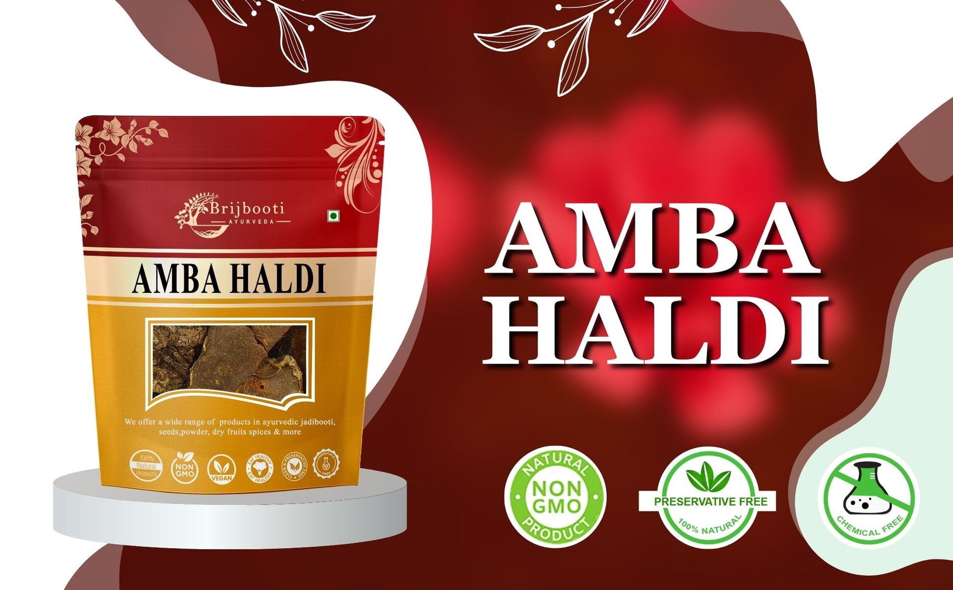 Birju Mahavir 200 GR AMBA HALDI - AMBIA HALDI - CURCUMA AROMATICA - WILD TURMERIC