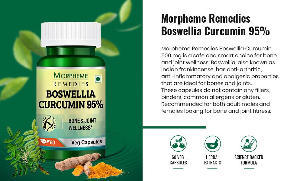Morpheme Remedies Turmeric Curcumin 95% with Piperine for Joint Support - 60 Veg Capsules