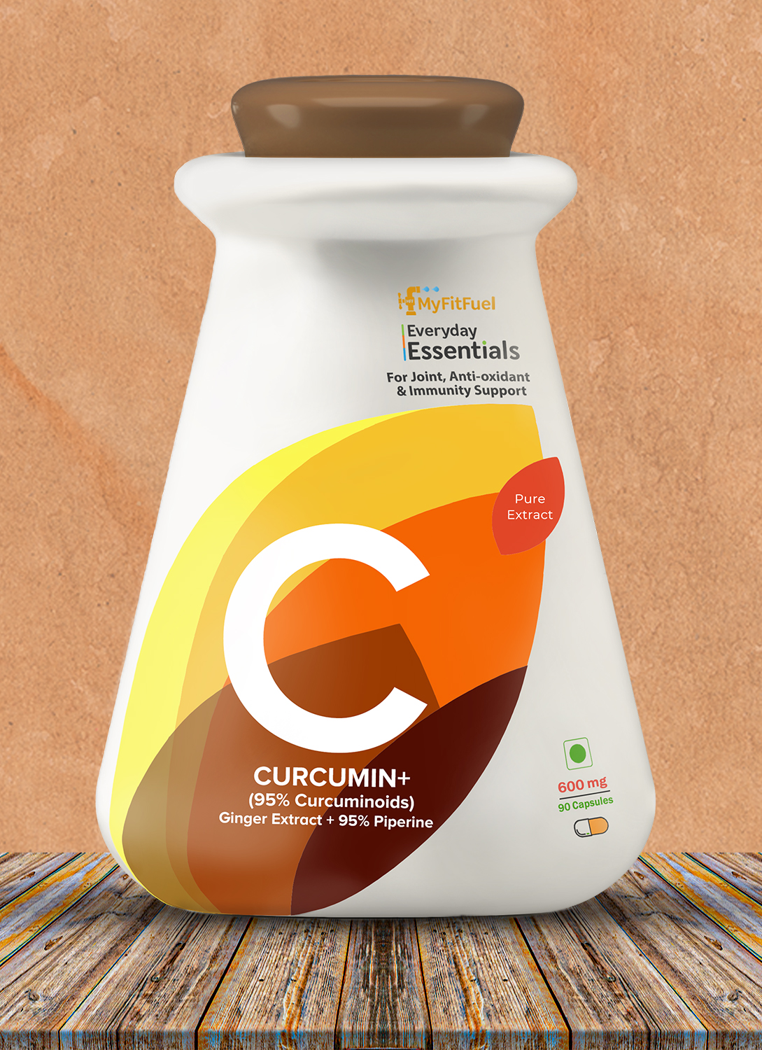 MyFitFuel Curcumin+ (95% Curcuminoids with Ginger Root Extract & Piperine 95%, 600mg, 90 Capsules)