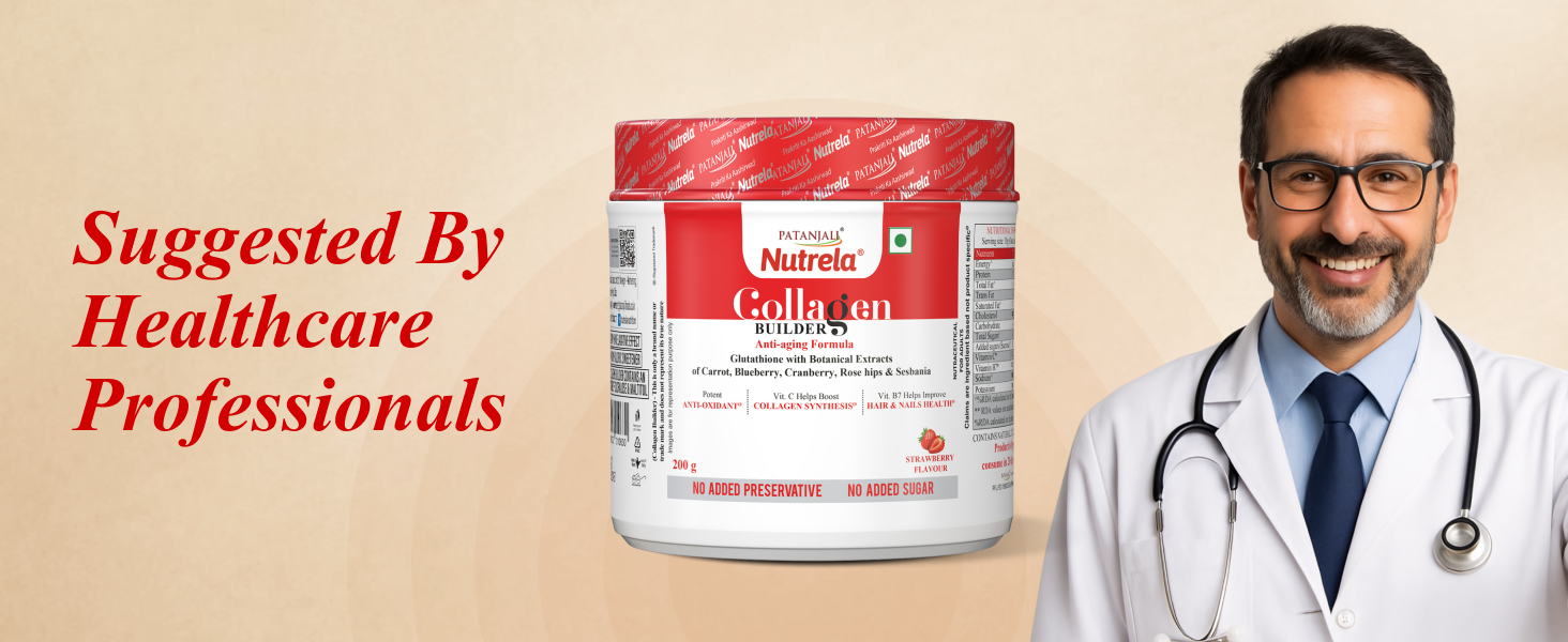 NUTRELA Collagen Builder For Men & Women|Patanjali Collagen Supplement Powder For Healthy Skin, Hair & Nails - 200gm