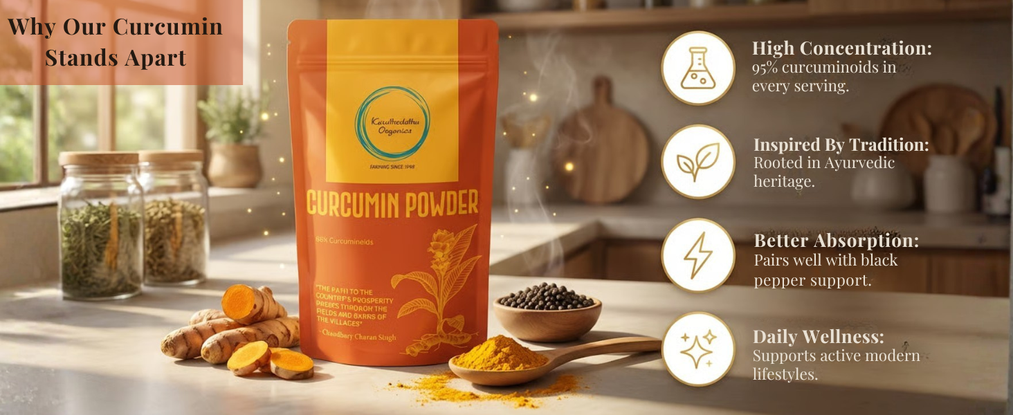 Curcumin Powder | 95% Curcuminoids | Natural Haldi Dhoodh & Golden Milk Ingredient | Vegan & Non‑GMO | Antioxidant & Anti‑Inflammatory Wellness | 50g