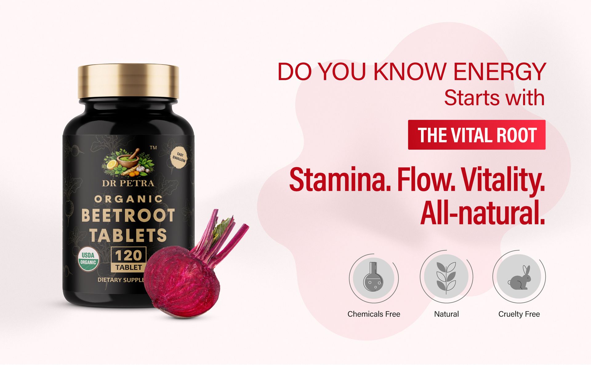 Beetroot Tablets | 120 Tablets | Plant-Based Beetroot Nutrition | Daily Energy & Overall Wellness Support