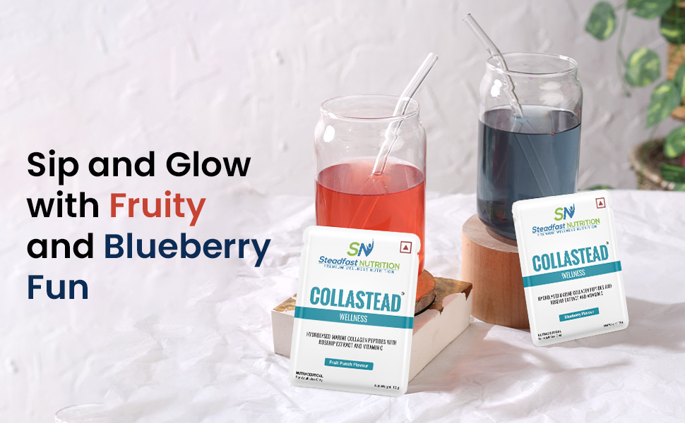 Steadfast Nutrition CollaStead Fruit Punch 300gm, 30 Sachets,Natural Marine Supplements Boost Skin Hair Bones Nail Health with Pure Collagen Peptides
