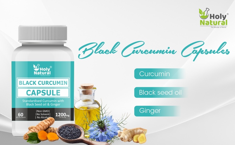 Holy Natural Black Curcumin Capsule (60 cap) | Dietary Supplement, Promote Immunity Activity, Support Joint & muscles Pain | Overall Health for Men & Women.