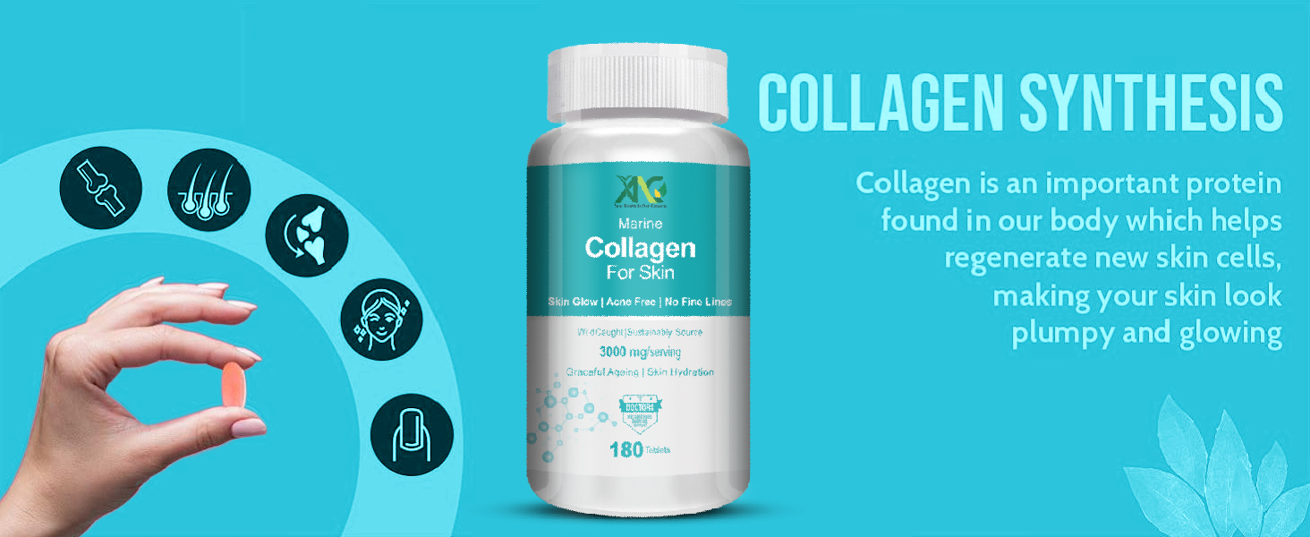 ANC Marine Collagen 3000Mg With Biotin & Vitamin C For Skin, Healthy Hair, Nails & Joints 180 Tablets (Pack of 1)