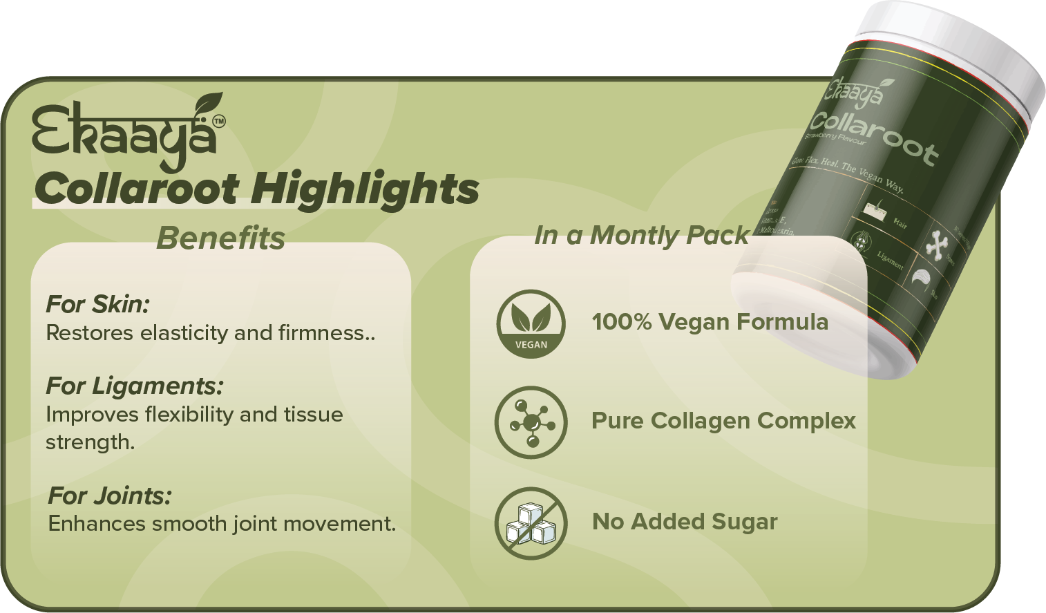 Collaroot Vegan Hair & Skin Nutrition Powder | Plant-Based Collagen Booster for Strong Hair & Glowing Skin | Rich in Biotin, Vitamins & Antioxidants |UNISEX| PACK OF 1