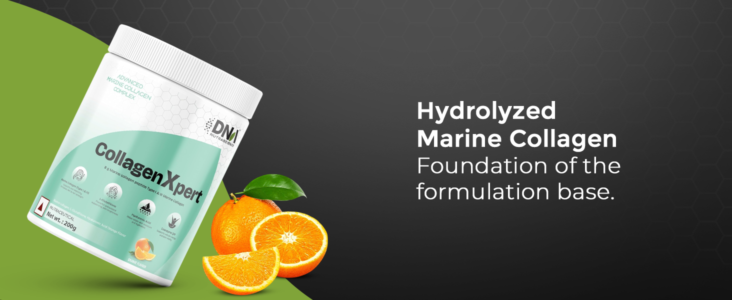 CollagenXpert Marine Collagen Powder with L-Glutathione Hyaluronic Acid CoQ10 Vitamins C B3 Orange 200 g 20 Servings Skin Hair Nail Beauty Anti Aging Hydration Glow Support Supplement Drink