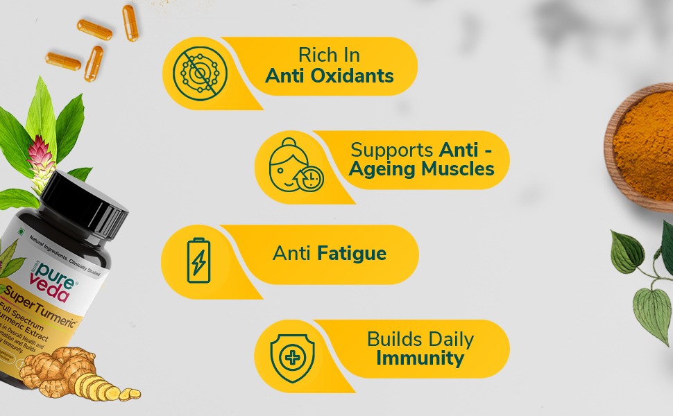 Pureveda Super Turmeric - All Natural Curcumin Capsule - 10x Bioavailability - 7 Clinical Trials - Reduce Inflammation, Boost Immunity - Clean Label Turmeric Capsule (30)