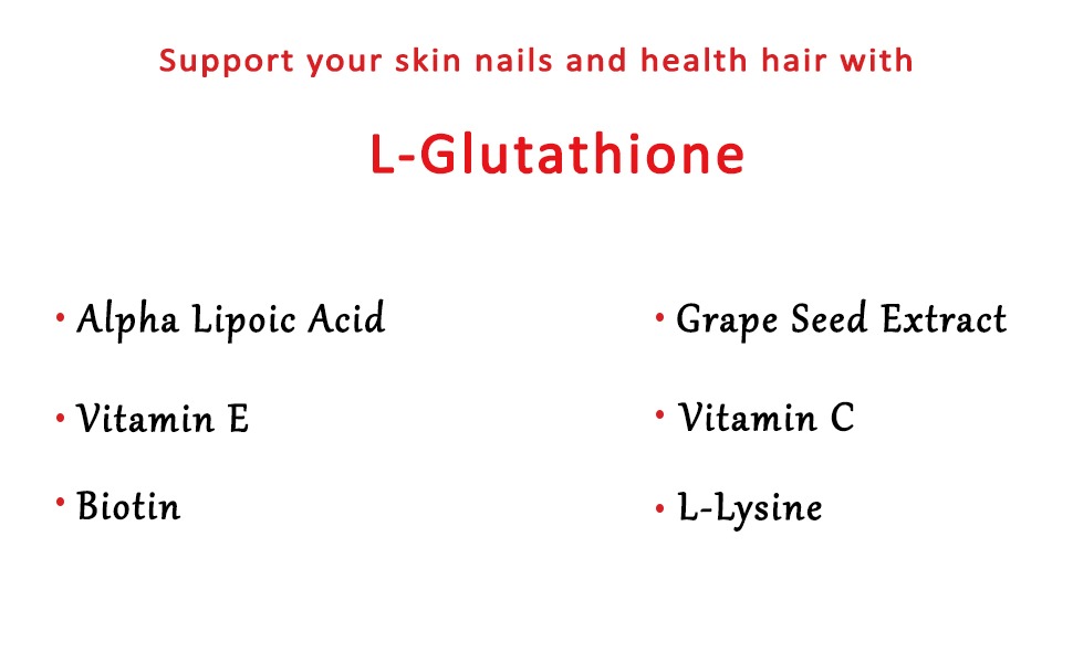 L Glutathione 1000mg Capsules with Grape seed, Vitamin C & E, Grape Seed and Alpha Lipoic Acid Supplement for Men & Women 60 Capsules