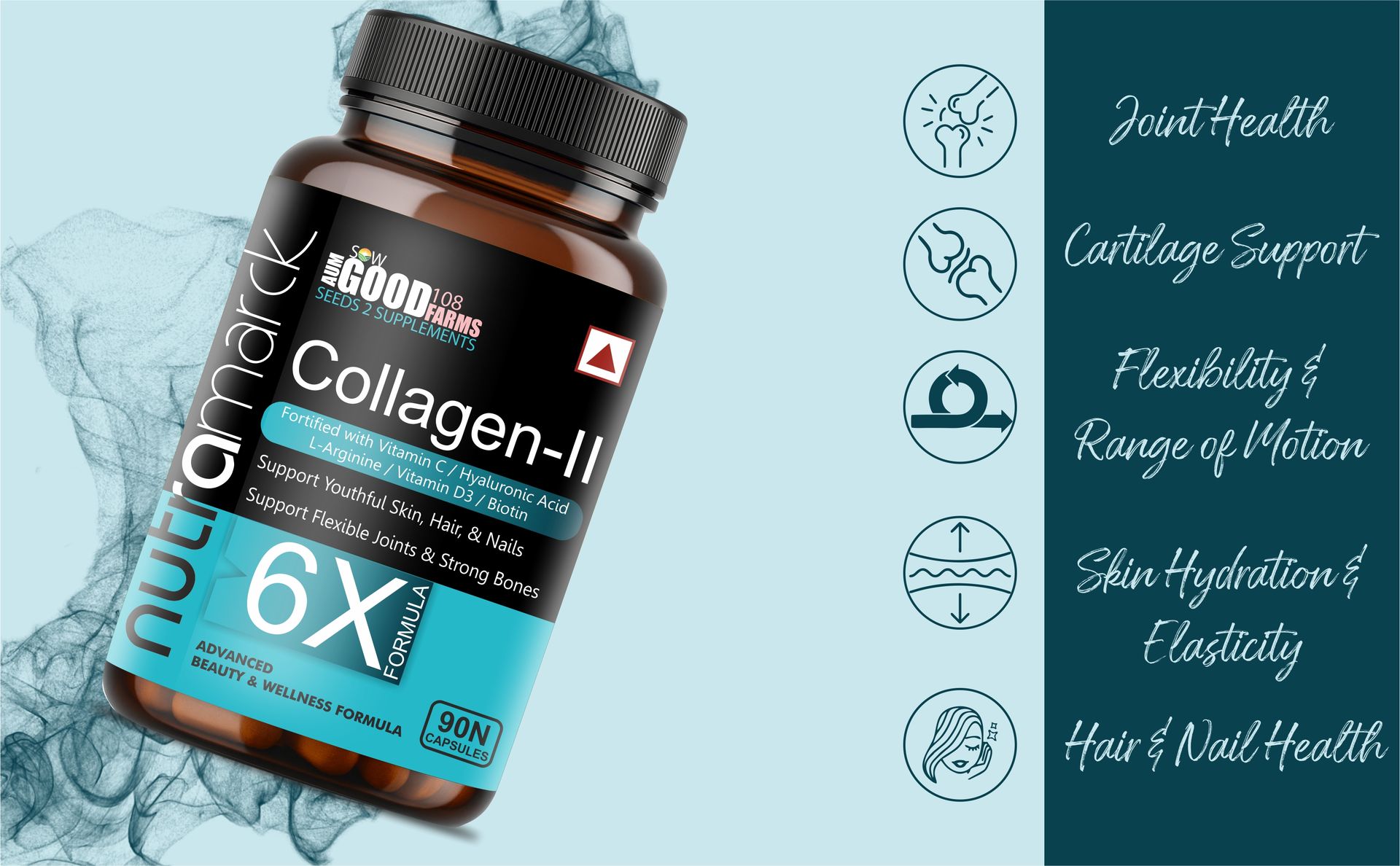 Collagen Capsule for Skin Glow, Hair Growth & Joint Support | Collagen Supplement With Hyaluronic acid & Vitamin C for Women & Men | Supports Skin Elasticity | Non-GMO, Gluten Free – 90 Capsules