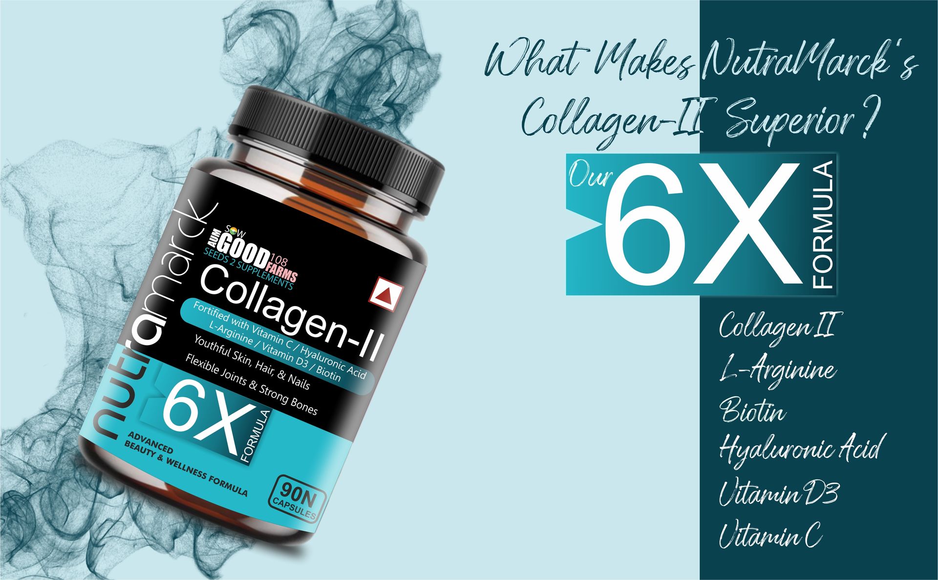 Collagen Capsule for Skin Glow, Hair Growth & Joint Support | Collagen Supplement With Hyaluronic acid & Vitamin C for Women & Men | Supports Skin Elasticity | Non-GMO, Gluten Free – 90 Capsules