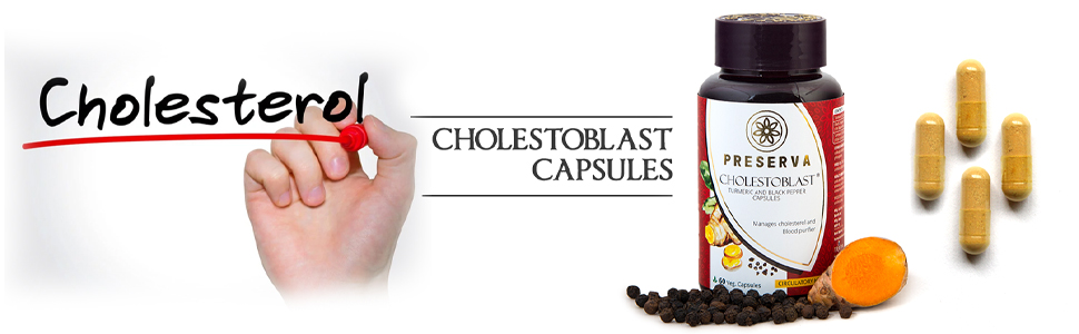 Preserva Wellness Cholestoblast Capsules Turmeric Curcumin Bioperine Capsules For Cholesterol Control - 60 Capsules