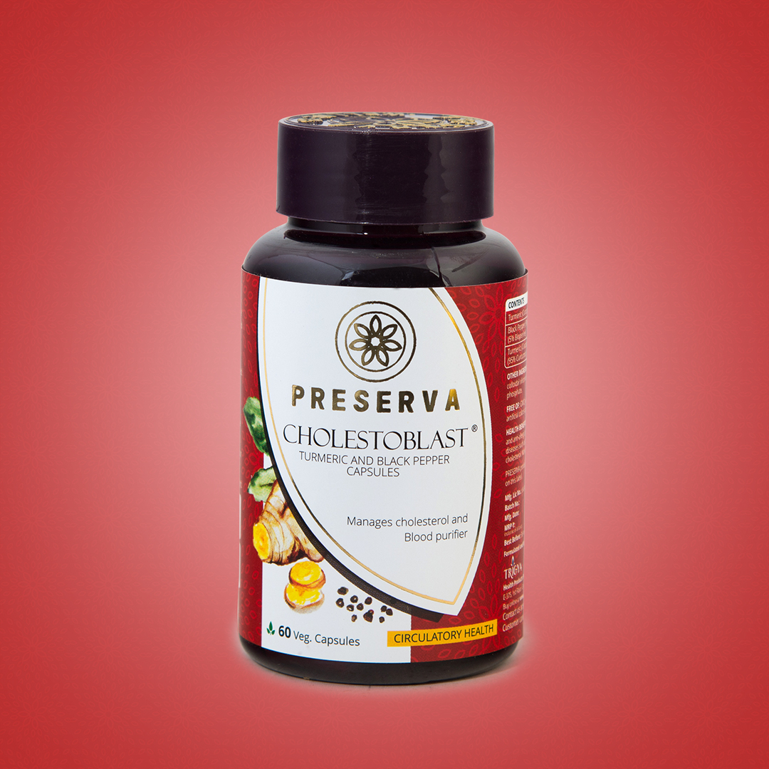 Preserva Wellness Cholestoblast Capsules Turmeric Curcumin Bioperine Capsules For Cholesterol Control - 60 Capsules