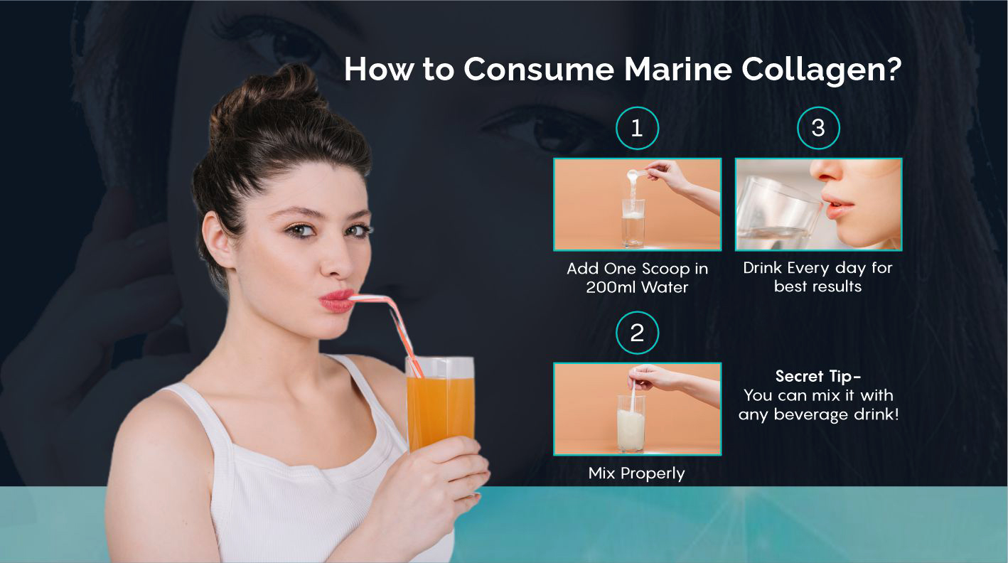 Marine Collagen Powder with Hyaluronic Acid, Vitamin C & E, Biotin | Supports Healthy Skin, Hair, Nails, Bone & Joint | Orange Flavour | count,25 servings (Pack Of 1)