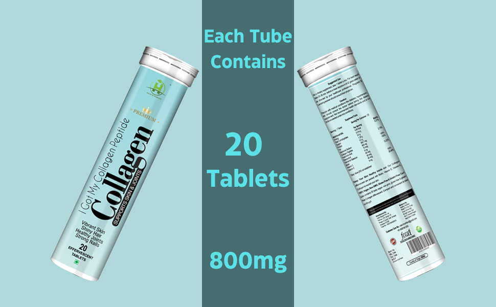 Healthy Nutrition - Just for the Health of it Collagen Peptides 800Mg For Skin, Healthy Hair, Nails & Joints Effervescent 20 Tablets