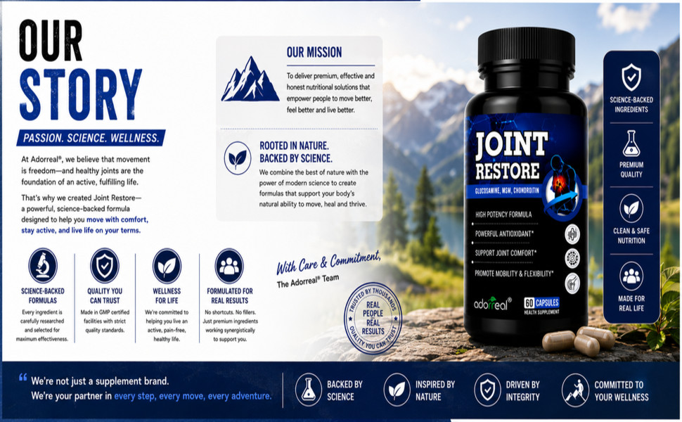 Joint Restore | Glucosamine, Chondroitin & MSM Capsules | Extra Strength Joint, Cartilage & Bone Support | Supports Mobility & Flexibility | 60 Capsules