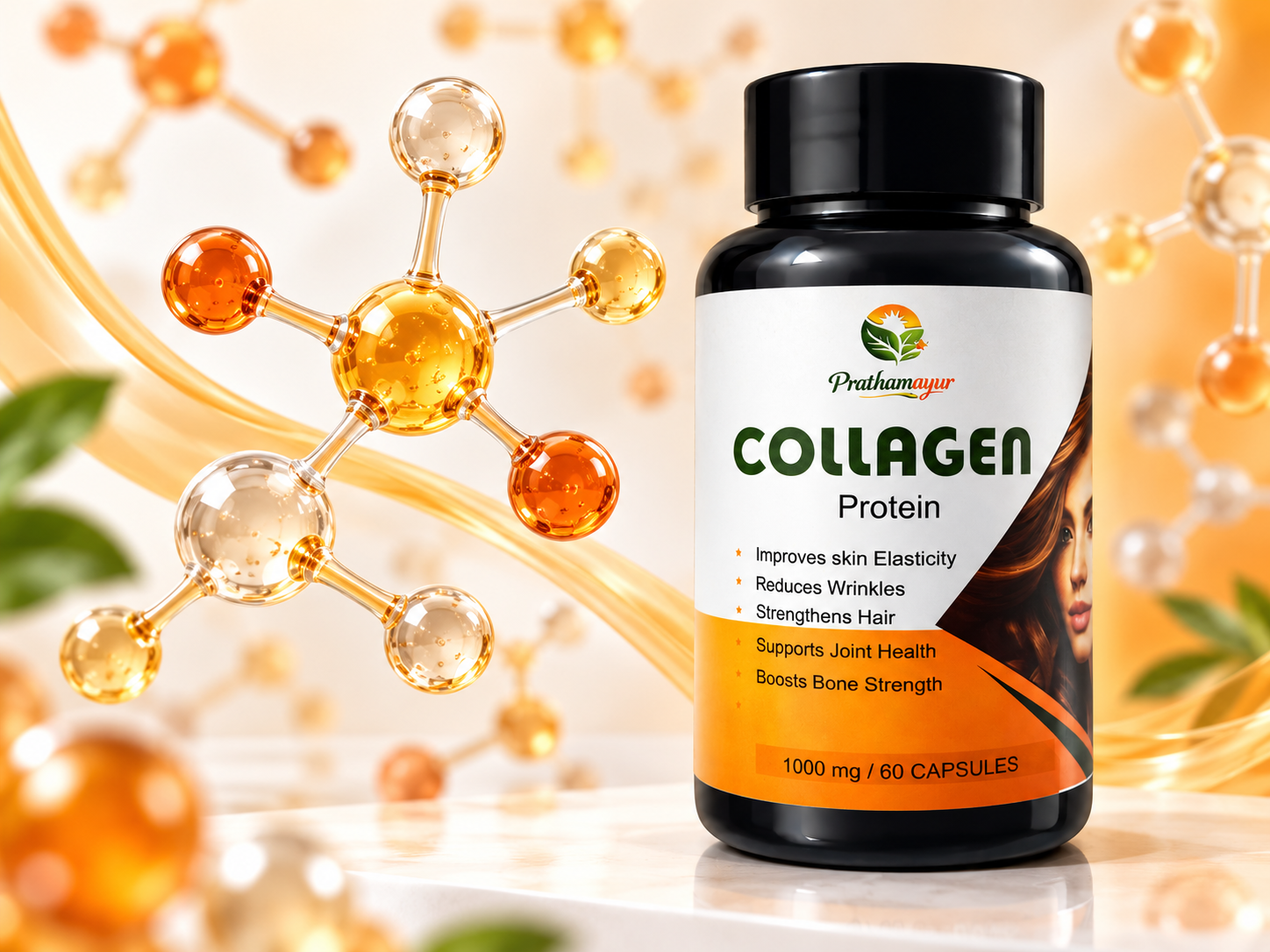 Collagen Protein Capsules 1000 mg for Men & Women | Amino Acid Blend with Glycine, Proline, Hydroxyproline & Vitamin C | Skin, Hair, Joint & Bone Nutrition | 60 Capsules