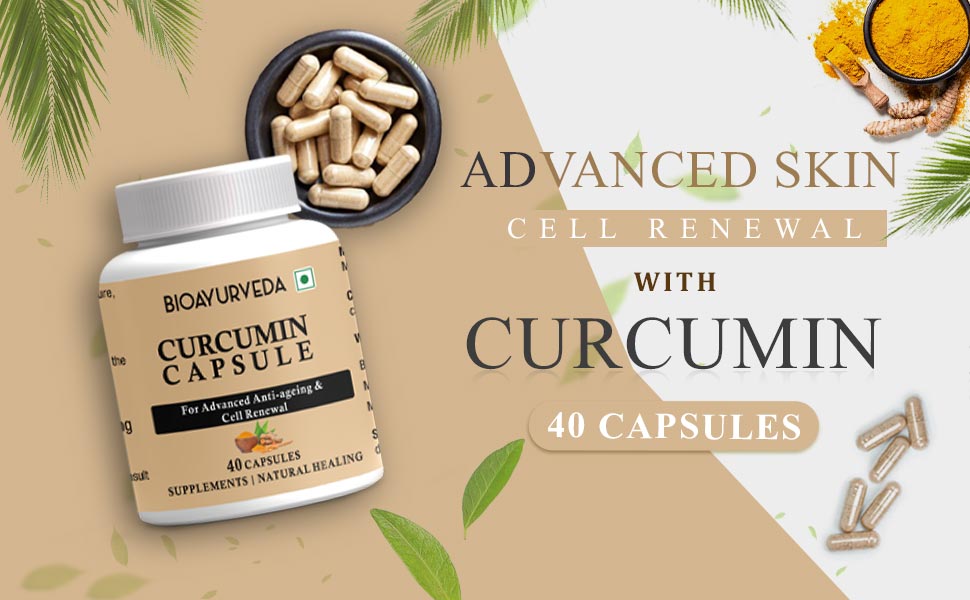 BIOAYURVEDA Curcumin Capsule for Advanced Anti-Ageing and Cell Renewal, 40 Capsules (Pack of 2)
