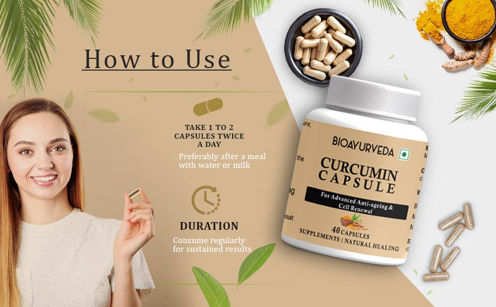 BIOAYURVEDA Curcumin Capsule for Advanced Anti-Ageing and Cell Renewal, 40 Capsules (Pack of 2)
