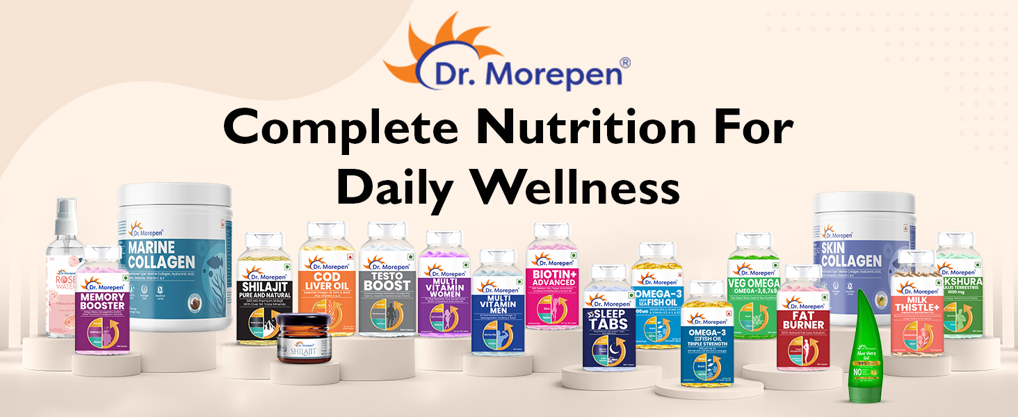 DR. MOREPEN Combo of Biotin+ 60 Veg Tablets & Natural Collagen Builder, Plant Based Collagen Powder Orange Berry Flavour - 250gm